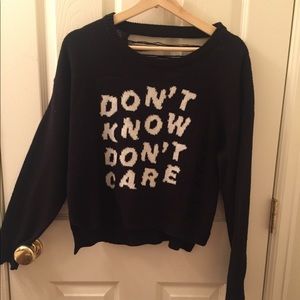 'DONT KNOW DONT CARE' Crop Sweater
